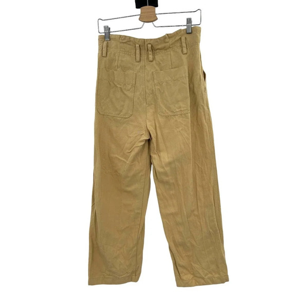 Vince High Rise Linen Cotton Crop Pants In Ginseng Khaki Tan Size 4 - Picture 7 of 10